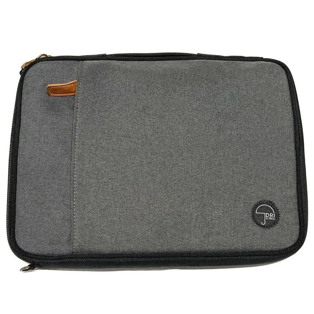 PKG X DRI 13 inch Laptop Sleeve Padded Case Multiple Pockets Zipper Gray 13x9.5